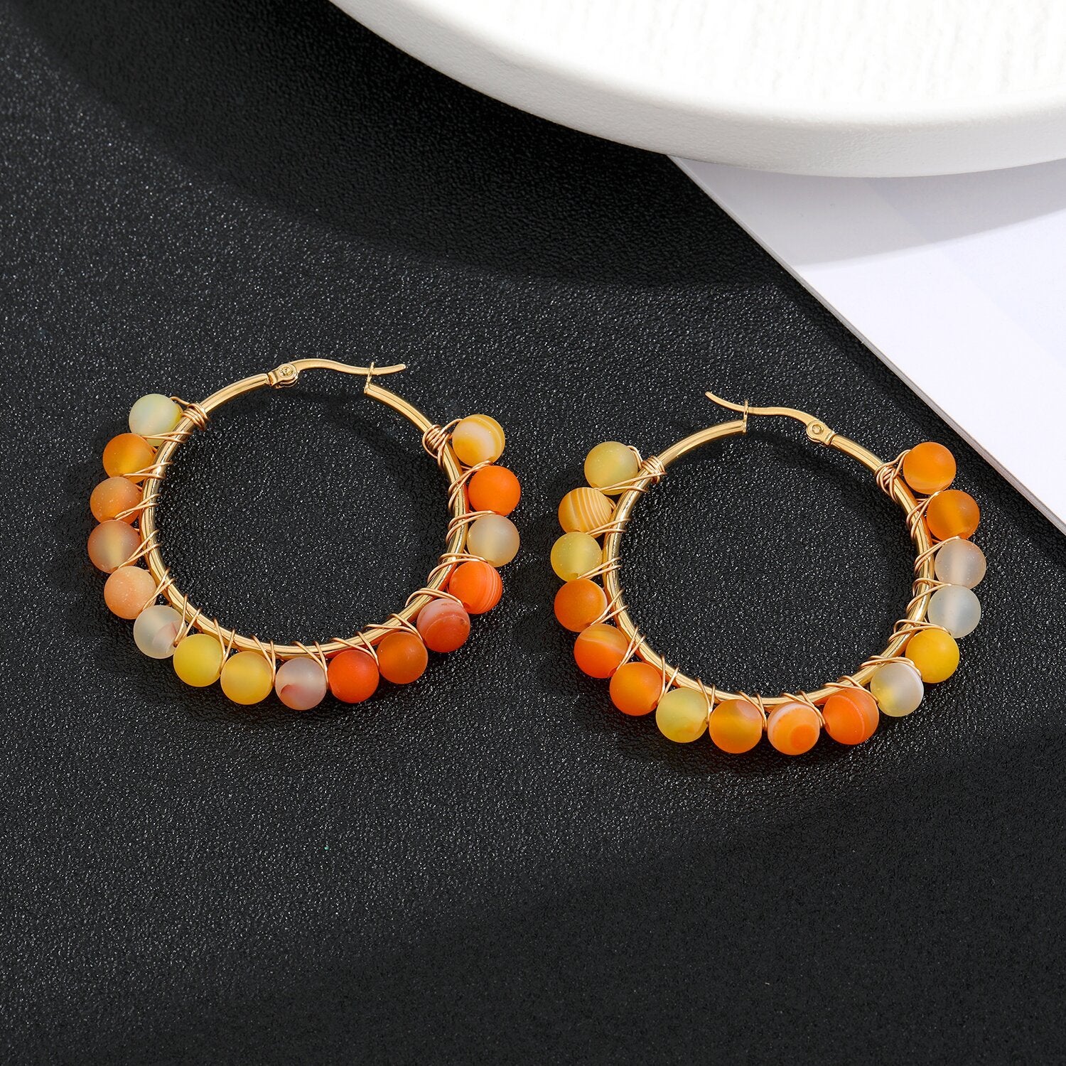 Wholesale Natural Stone Stainless Steel Earrings
